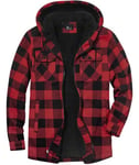 JACKETOWN Chemise à Carreaux pour Homme Chemise Thermique en Polaire pour Homme Longues à Carreaux avec Fermeture éclair Doublure en Polaire Veste d'hiver Hoodies Veste de flanelle Chaud