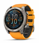 Garmin Fenix 8 51mm Amoled Sapphire Titan med oransje/grafittfarget silikonrem 010-02905-11 2024