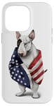 Coque pour iPhone 14 Pro Max Bull Terrier Dog Patriot Wrap dans le drapeau des États-Unis Amérique