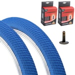 2x Vandorm 20 x 2.00" Drifter BMX Street Blue Tyres w/ Schrader Inner Tubes