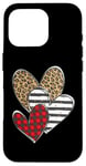 iPhone 16 Pro Happy Valentines Day Love Cute Heart Cheetah Plaid Pattern Case