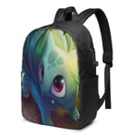 Lawenp Cute Big Eyes Bulbasaur Laptop Backpack- with USB Charging Port/Stylish Casual Waterproof Backpacks Fits Most 17/15.6 Inch Laptops and Tablets/for Work Travel School
