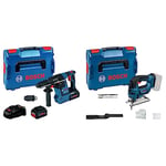 Bosch Professional 18V System perforateur sans-fil GBH 18V-26 F (2,6 J, SDS plus, avec 2 batteries ProCORE18V 5.5Ah, chargeur GAL 1880 CV, dans L-BOXX 136) & 18V System Scie Sauteuse sans-fil