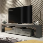 TV Unit 200cm Sideboard Cabinet | TV Stand | Dark Grey High Gloss Doors