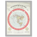 1892 World Time Calculator Flat Earth Map Gleason A4 Artwork Framed Wall Art Print