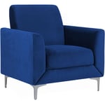 Beliani - Fauteuil Tapissé en Velours Bleu Foncé de Qualité avec Pieds en Métal et Rembourrage Épais pour Salon au Design Glamour et Moderne