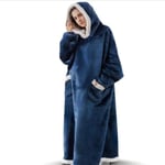 Oversized Hoodie filt Sweatshirt Ultra Plush Varm Jumper blue