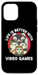 Coque pour iPhone 12/12 Pro La vie de jeu Kawaii Panda est meilleure avec les jeux vidéo