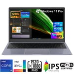 PC Portable Intel Core i9-8950HK, 16Go DDR4 512Go SSD, Ordinateur Portable avec Windows 11 pro 5000mAH Batterie, 15,6 Pouces WiFi 6 BT5.0 USB 3.0*2 HDMI AZERTY-Gris