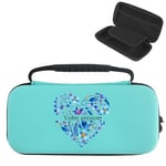 Etui pochette pour Nintendo Switch Lite bleu clair avec votre prenom motif coeur et fleur bleu