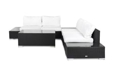 Loungegrupp Bahamas 5-sits 1 Bord - Divan 2 Avslut Svart Loungeset & loungegrupp Vit,Svart Comfort Garden