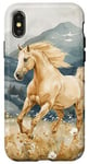 Coque pour iPhone X/XS Aquarelle Running Palamino Horse in Meadow