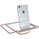 For Apple iPhone XR Cover with Chain Band Mobile Soft Case for Hanging Red Beige