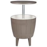 Table de Jardin Taupe en Polypropylène 49 cm Ronde avec Glacière Intégrée Silg