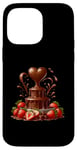 Coque pour iPhone 14 Pro Max Fontaine à chocolat en forme de cœur - Saint-Valentin romantique