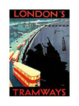 Wee Blue Coo Travel Tram Thames London Boudicca Statue City Street UK Wall Art Print