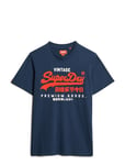 Superdry Duo Vintage Logo T Shirt Marinblå