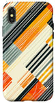 Coque pour iPhone X/XS Orange abstrait géométrique Michigan rayé lignes design