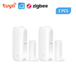 Tuya Smart Zigbee 3.0 Capteur d'ouverture et de fermeture,détecteur de porte,application Smartlife,contrôle,notification,compatible avec Alexa,Google Home,2-8 pièces - Type 2PCS