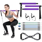 LADER Kit de Barre de Pilates avec Bande de résistance, Bande de résistance Portable et Barre de tonification, équipement de Yoga, Pilates, bâton d'exercice 8 Formes, Barre Resime réglable, 9,1 kg,