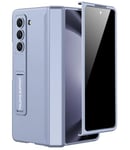 Miimall Compatible avec Coque Samsung Z Fold 5, [Protection d'écran Privacy] [Support] Coque en PC Rigide avec Protection à Charnière pour Samsung Galaxy Z Fold 5 (Bleu Clair)