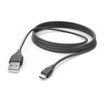 Hama Câble Micro-USB (Câble de charge USB-A 2.0 mâle vers Micro-USB, Câble de Transfert de Données haute vitesse 480 Mbit/s, 3m, pour Samsung Galaxy s21/s20/s10/s9/s8, Huawei P30/P20, Xiaomi) Noir