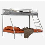 MEUBLE COSY Lit superposé 3 Personnes Cadre de Lits 90 & 140x190cm en métal pour Enfant Chambre à Coucher Maison, Gris