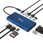 Hub USB C, Tymyp Station d'accueil USB C 12 en 1 Triple Écran USB Multiport Adaptateur avec 2 HDMI, VGA, Ethernet, 100W PD, USB-C,4 USB A, SD/TF Dock pour Dell/HP/Lenovo/Mac Book Pro
