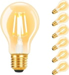 Kowanie LED E27 Vintage Lampe - 4W A60 blanc chaud 2700K Ampoule Edison Retro Ampoule filament clair blanc chaud Ampoule à économie d'énergie pour maison café bar non dimmable 6 pièces