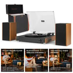 Vintage Record Player with Built-in Speakers, USB to MP3, Bluetooth & Vinyl Case