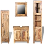 Vidaxl - Meuble toilette+miroir et 2 armoires latérales Bois de manguier n/a