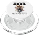 The Lord is My Strength and My Defense Sign,Lion Exodus 15:2 PopSockets PopGrip pour MagSafe