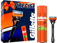 Gillette Fusion 5 Precise Razor Shaving Gift Box Set + Sensitive Shave Gel 200ml