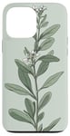 iPhone 13 Pro Max Leaves Botanical Plant Line Art Sage Green Wildflower Floral Case