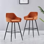 Jymtom - Lot de 4 tabourets de bar chaises en velours,Siège rembourrée, pieds en métal,tabouret. chaises à manger, bars, jambes métalliques-orange