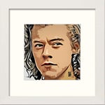 Lumartos, Harry Styles Contemporary Home Decor Wall Art Watercolour Print, White Frame, 10 x 10 Inches