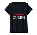 Womens Rummikub Queen Logo With Royal Crown Noble White Ink V-Neck T-Shirt