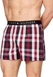 Tommy Hilfiger Boxershorts Homme Woven Boxer Print Gold Waistband Coupe Décontractée, Multicolore (Heritage Check Midi Rouge), XL