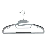 Simplify Razor Thin Hangers, S-Shape Collar Saver, Non-Slip Grip Design, ABS 80%+METAL 9.4%+TPR 10.6%, Light Grey, 8 Pack