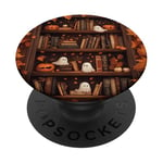 Cute Spooky Ghost Reading Book Fall Pumpkin Bookworm Ghost PopSockets Adhesive PopGrip