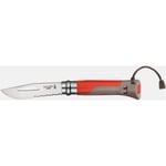 Couteau Opinel Outdoor N.8 Rouge avec Sifflet Intégré pour Aventures Extrêmes Op