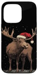 iPhone 13 Pro Christmas Magic Moose in Santa Hat Costume for Cozy Xmas Case