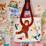 Canvas Monkey Shoulder Bag Shopping Bag Student Handbags  School