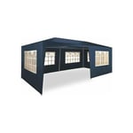 Tonnelle de Jardin 3x6 m - 18m² - Pavillon - Avec Panneaux Latéraux - Tente de Jardin Rapide à Installer - Tente de Réception - Barnum - Bleu