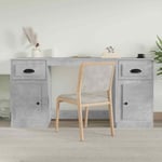 XL Concrete Grey Engineered Wood Desk with Cabinet, 76 x 48 x 28 cm