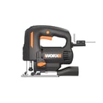 WORX - Scie sauteuse 550W - Pour couper le bois, l'acier et l'aluminium - Idéale pour les coupes d'onglet - Course de 18mm - Avec lumière LED - WX463 (Livrée avec: 3 lames et coffret de rangement)