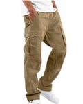 NANAMEEI Pantalons de Travail Grande Taille Pantalon Cargo Homme en Coton Casual Pantalons Taille Elastique avec Multi Poches Kaki XL