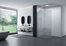 Paroi de douche à l'italienne EX103S Verre blanc 10mm, profilé en acier inox 14mm, 200x100cm, Grafite noir