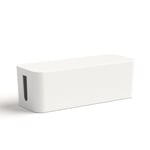 Ahlsen - Boîte pour câbles (Boite Rangement pour cables chargeurs et multiprises, boitier cache câbles 40x15,5x13,5cm, pieds en caoutchouc) Blanc