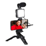 Grundig Trépied Téléphone avec Lampe - Tripod avec Microphone - LEDs avec 3 Réglages de Couleur - pour Téléphones de 53 à 84 MM - Modèle de Table et Perche à Selfies - Matériau en Plastique - Noir